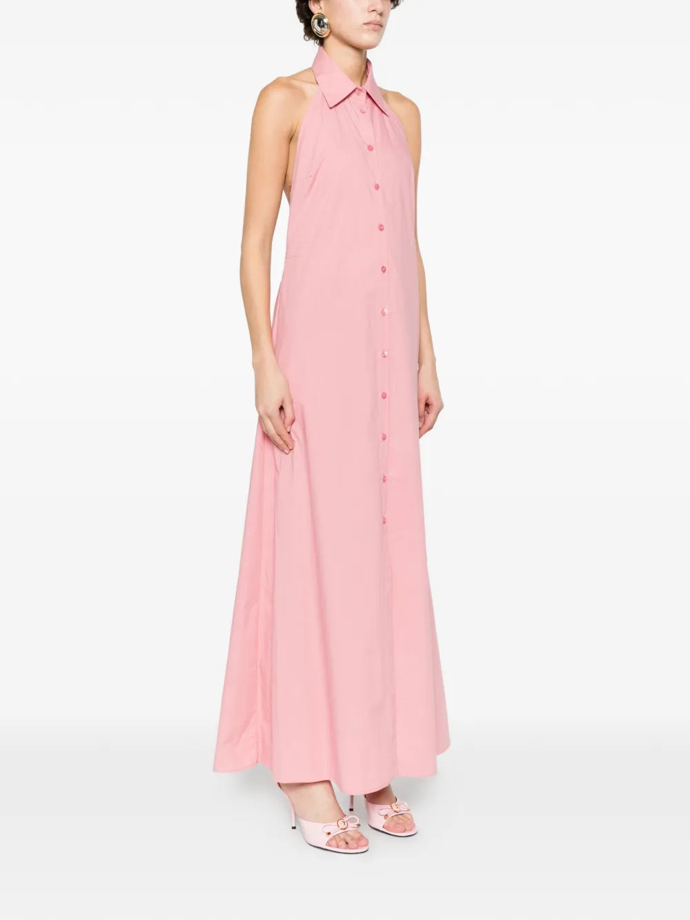 buttoned halterneck maxi dress
