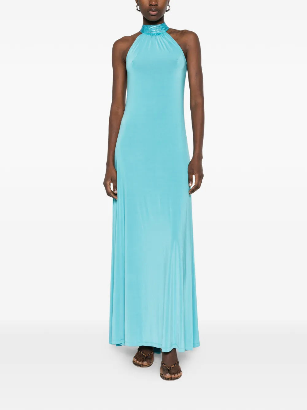 embellished halterneck maxi dress