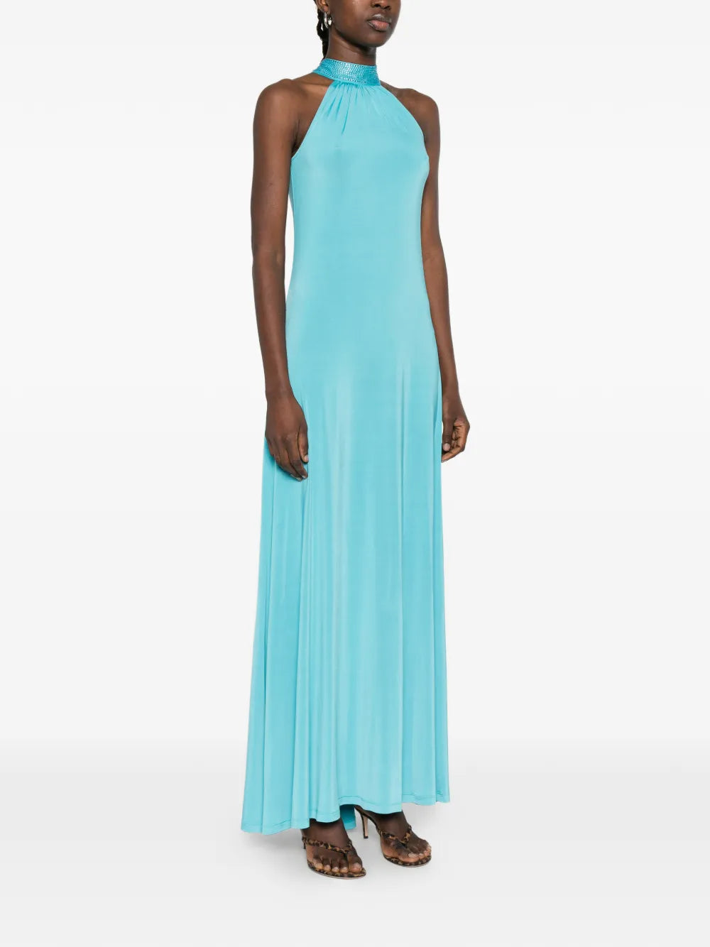 embellished halterneck maxi dress