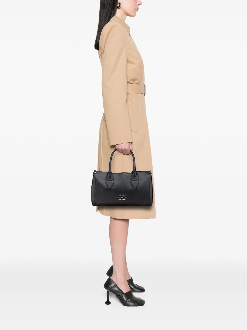 2021 Leather Double Gancini tote bag