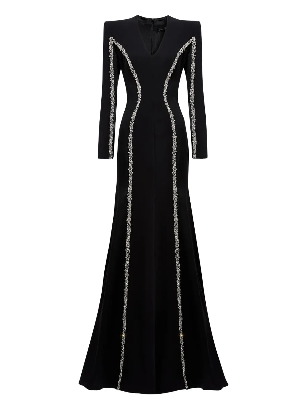 embellished long-sleeve maxi dress