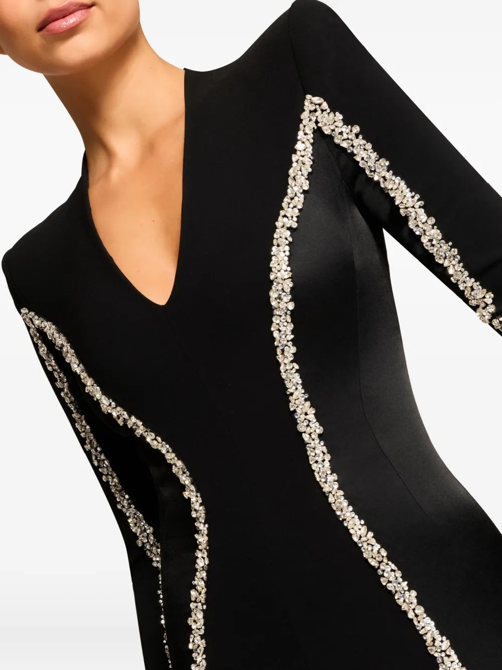 embellished long-sleeve maxi dress