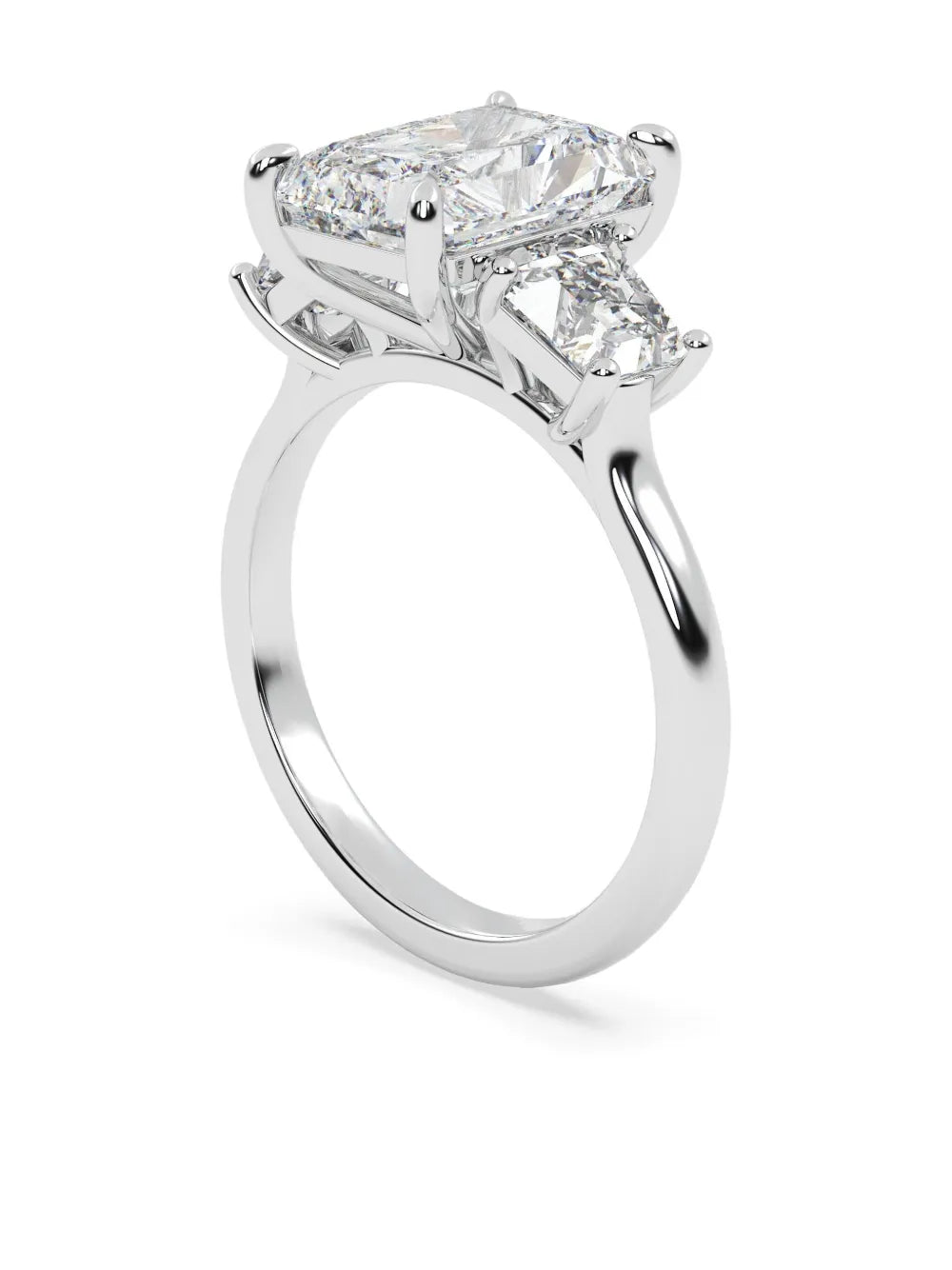 14K white gold radiant diamond ring