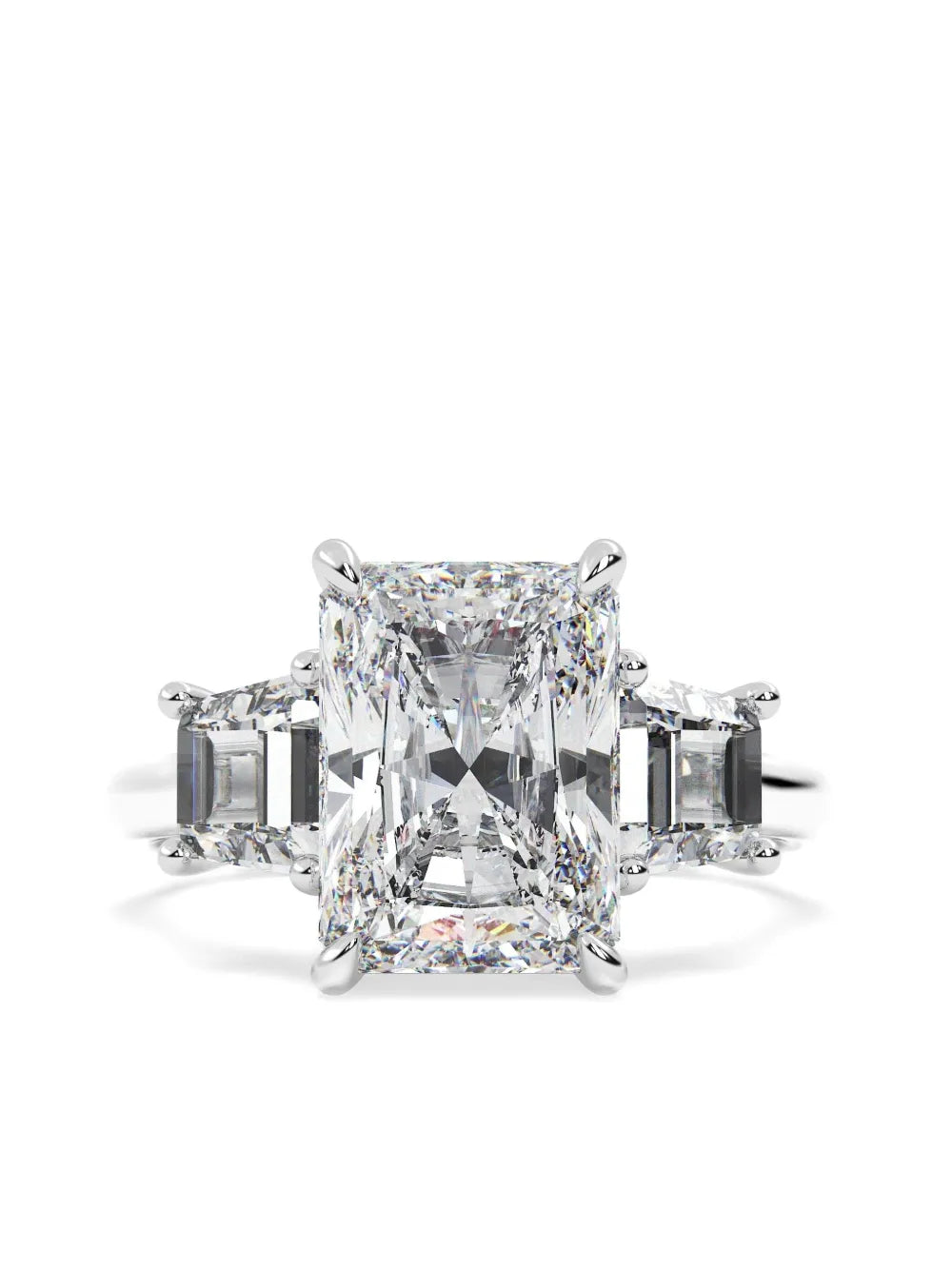 14K white gold radiant diamond ring