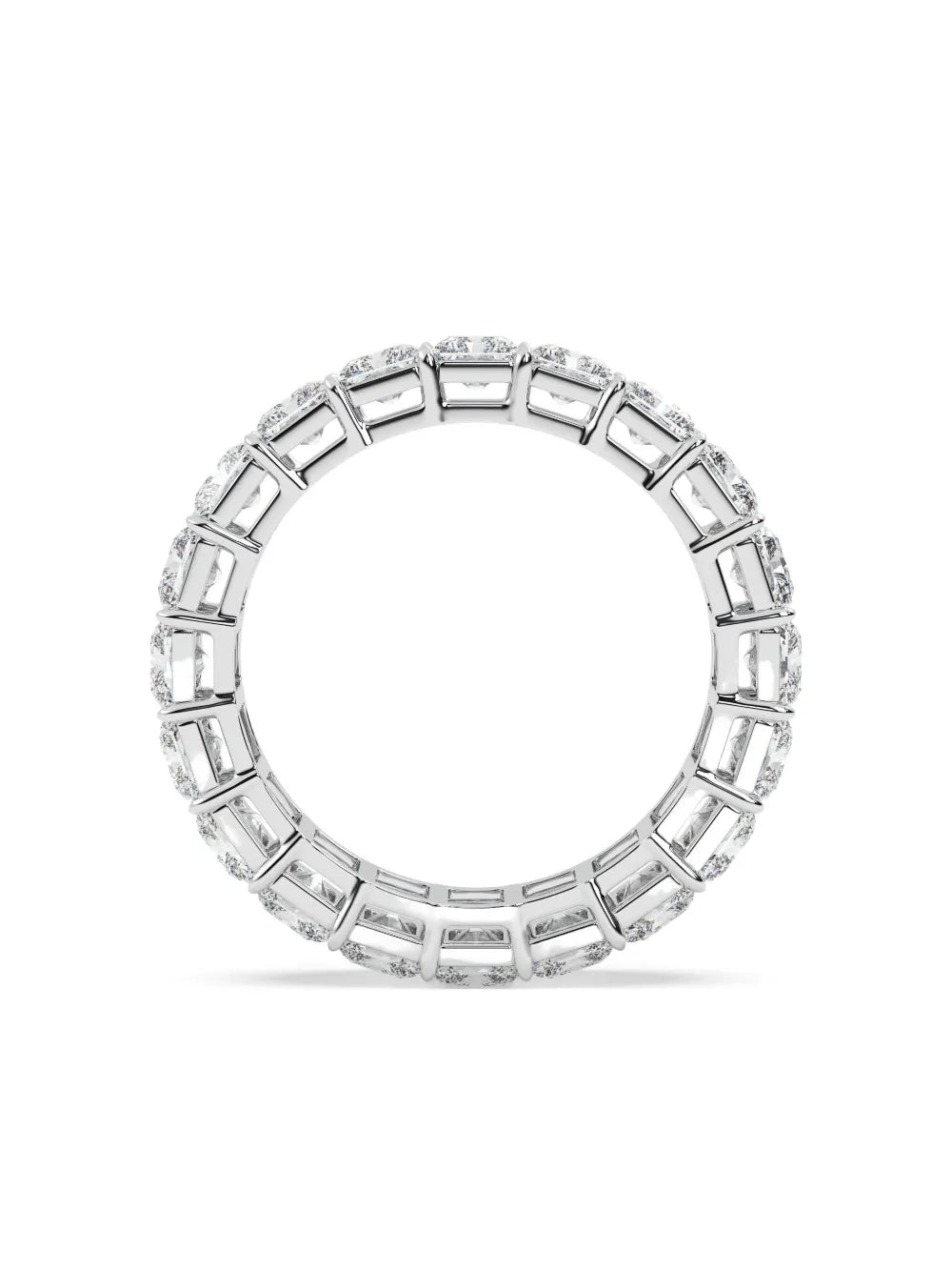14K white gold radiant diamond wedding band ring
