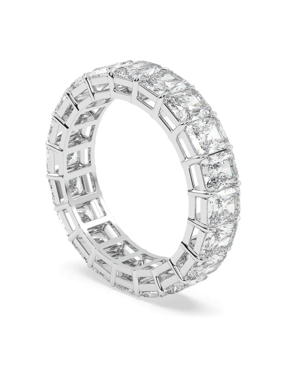 14K white gold radiant diamond wedding band ring