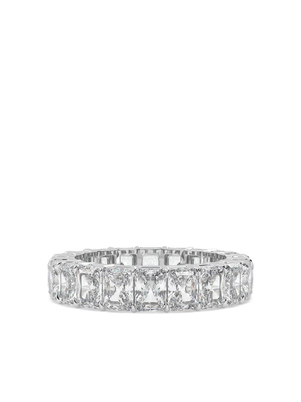 14K white gold radiant diamond wedding band ring