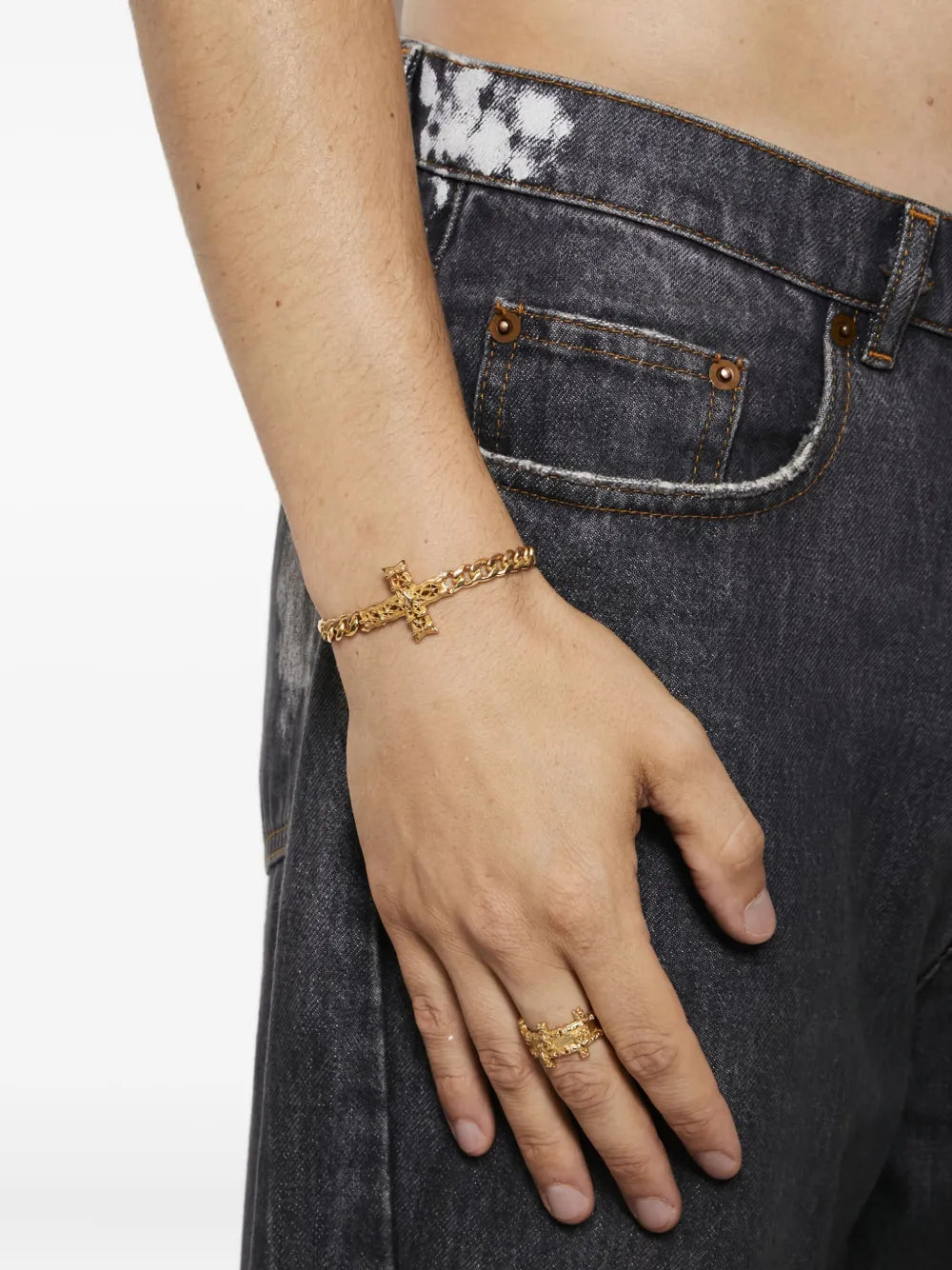 Notre-Dame cross double-band ring