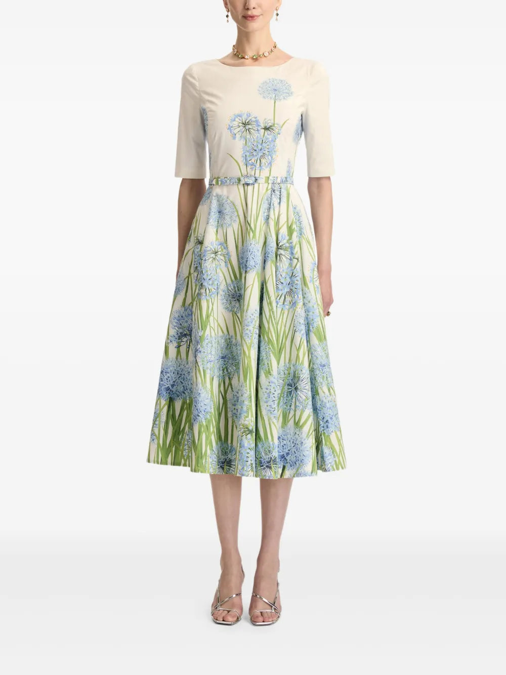 allium cotton poplin midi dress