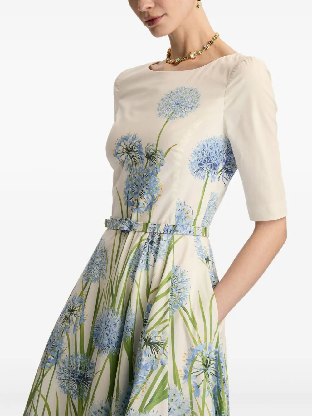 allium cotton poplin midi dress