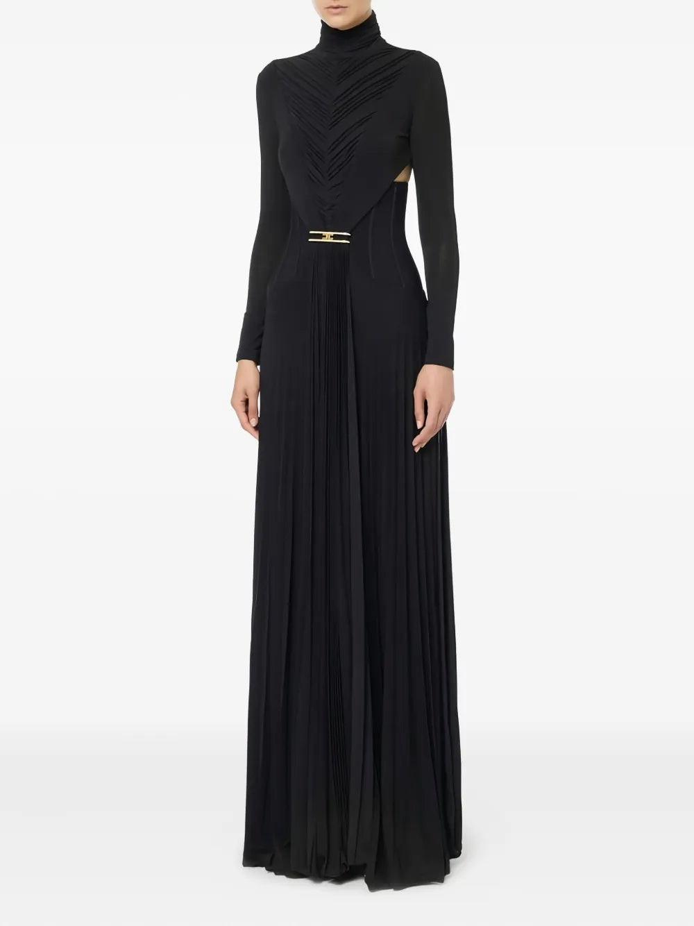 draping pleated maxi dress