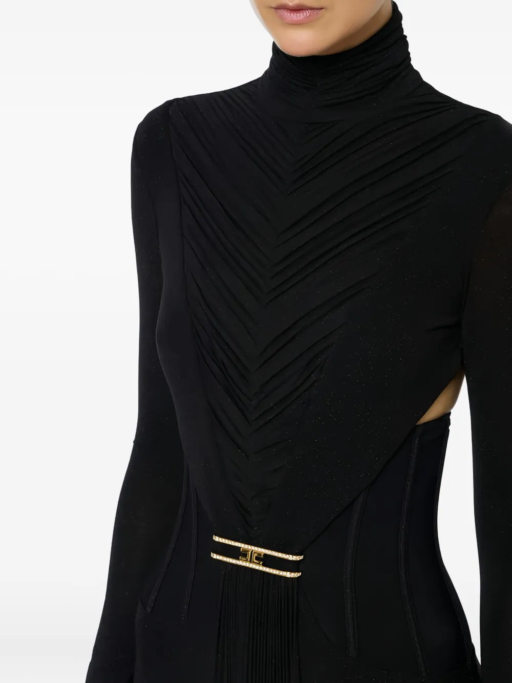 draping pleated maxi dress