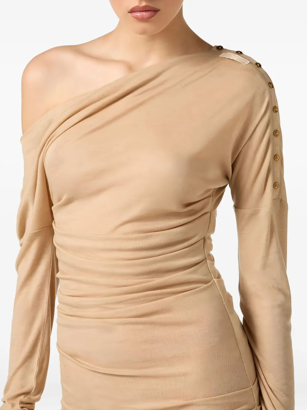 asymmetric draped midi dress