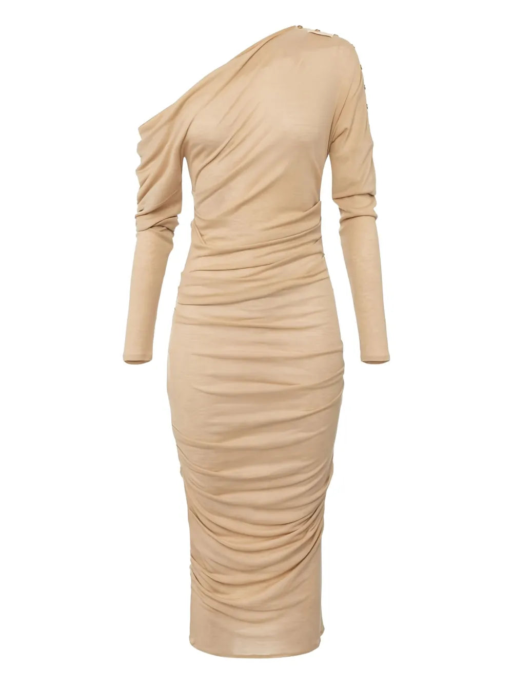 asymmetric draped midi dress