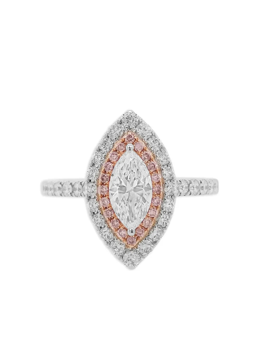 18K white and rose gold diamond ring