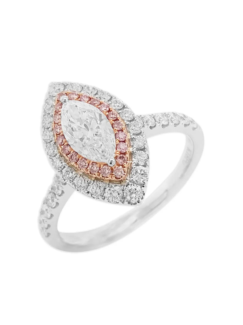 18K white and rose gold diamond ring