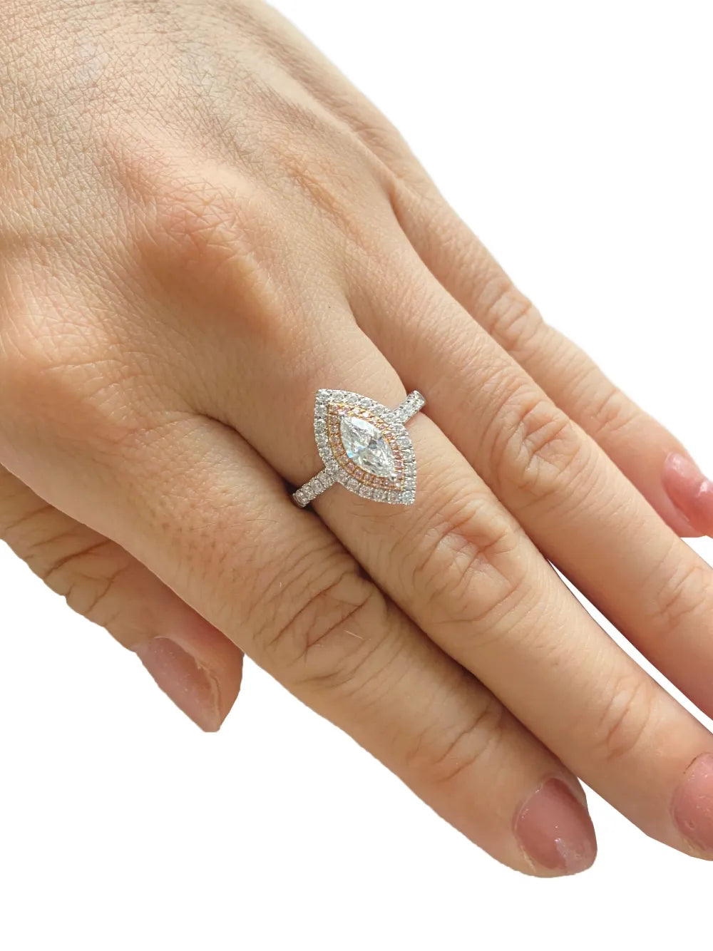 18K white and rose gold diamond ring