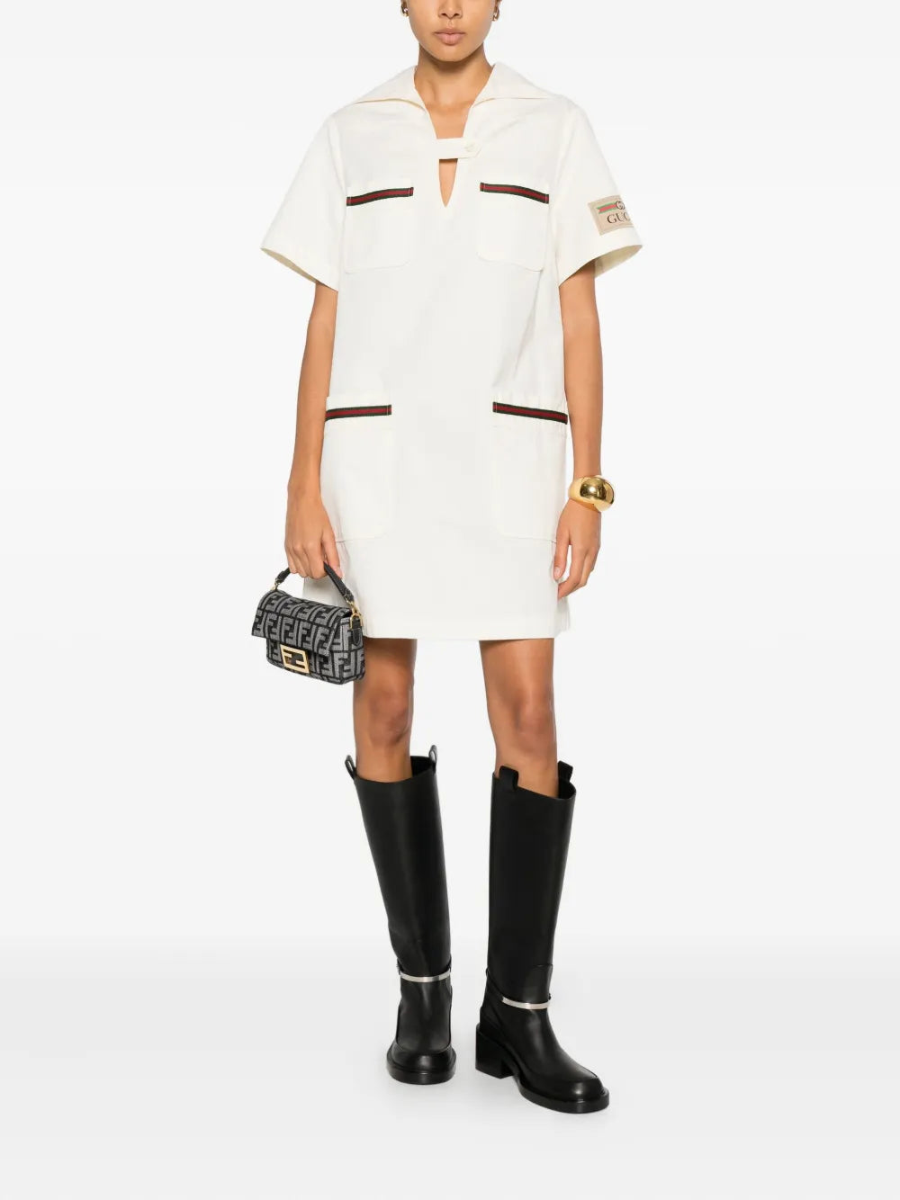 2020s logo-patch mini dress