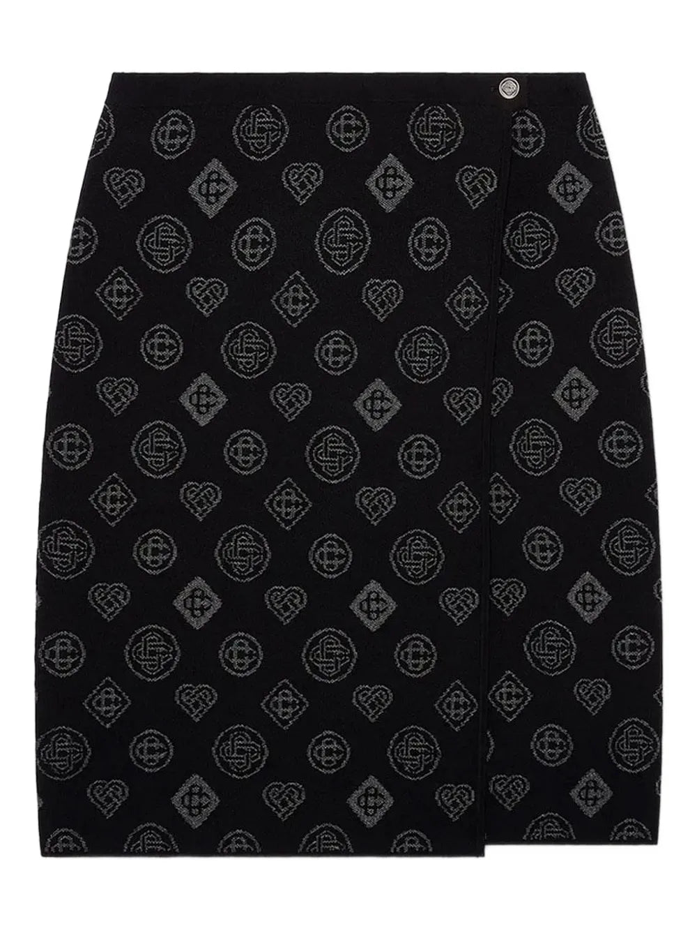 jacquard-motif wrap midi skirt