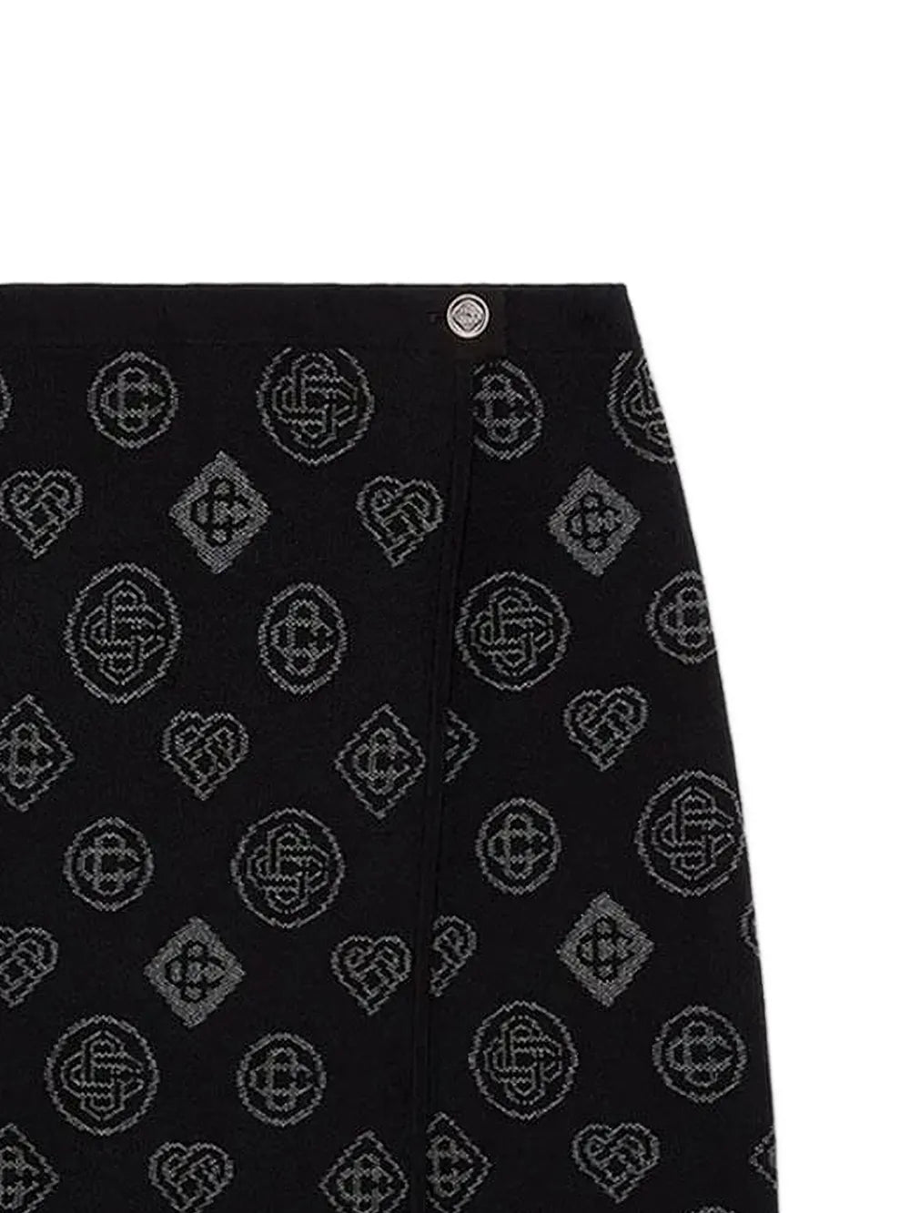 jacquard-motif wrap midi skirt