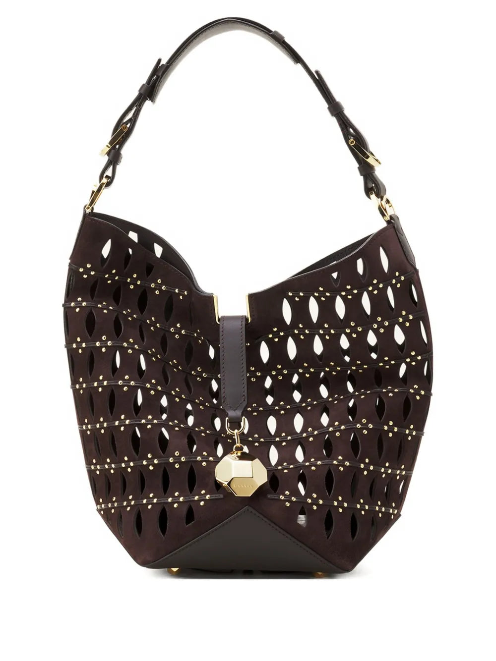 cutout studded bucket bag