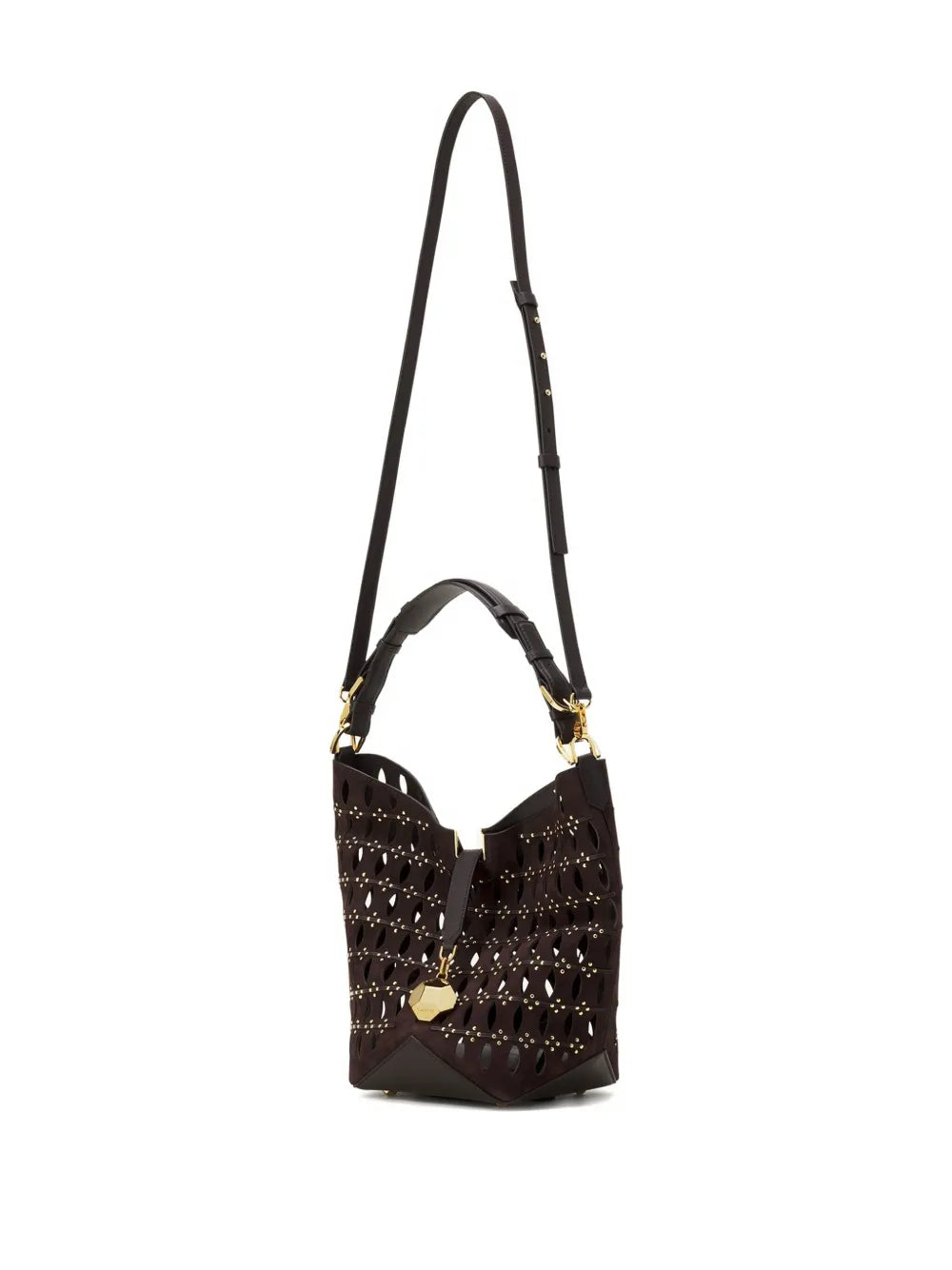 cutout studded bucket bag