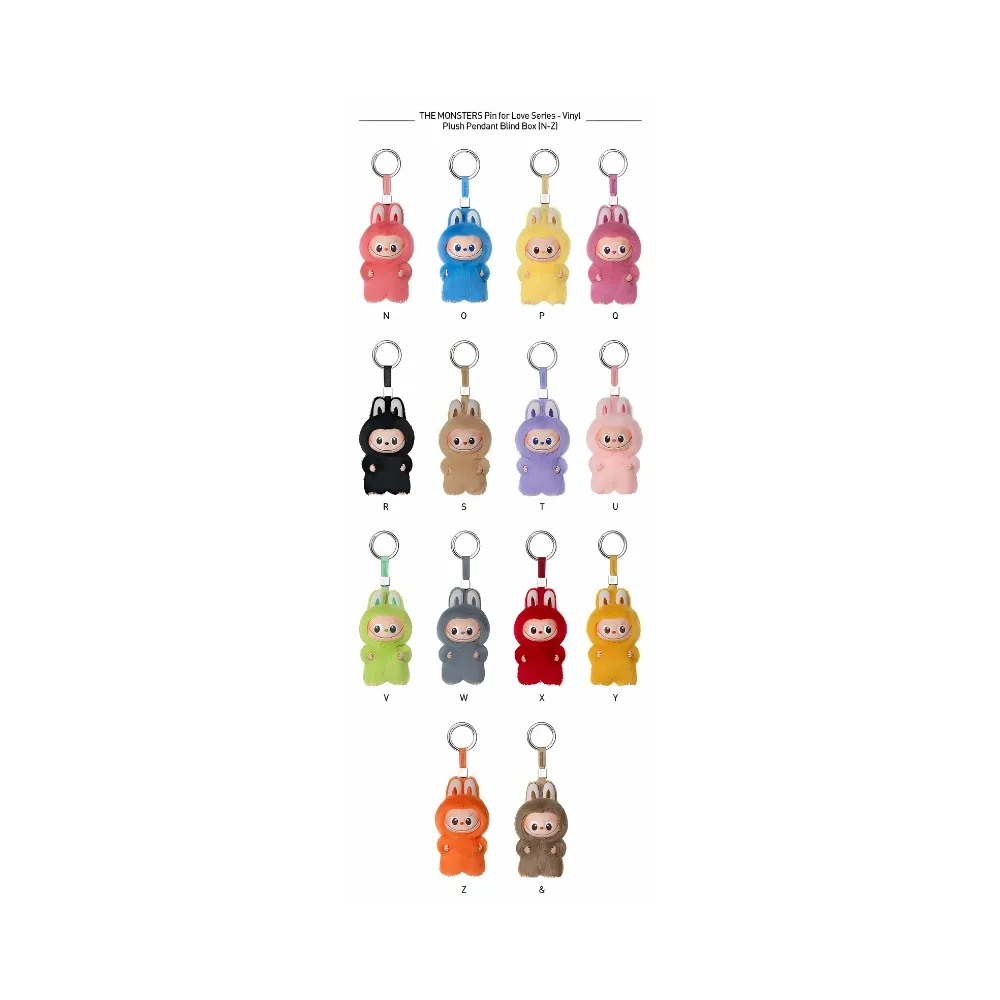 Pop Mart Labubu The Monsters Pin for Love Series Vinyl Plush Pendant (N-Z) Sealed Case (14 Blind Box)