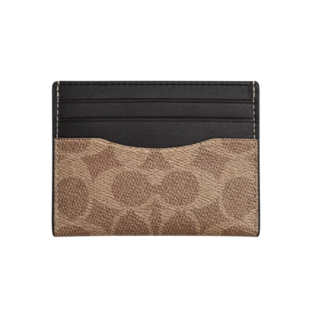 Slim Id Card Case In Signature Canvas signature canvas/Tan & Black