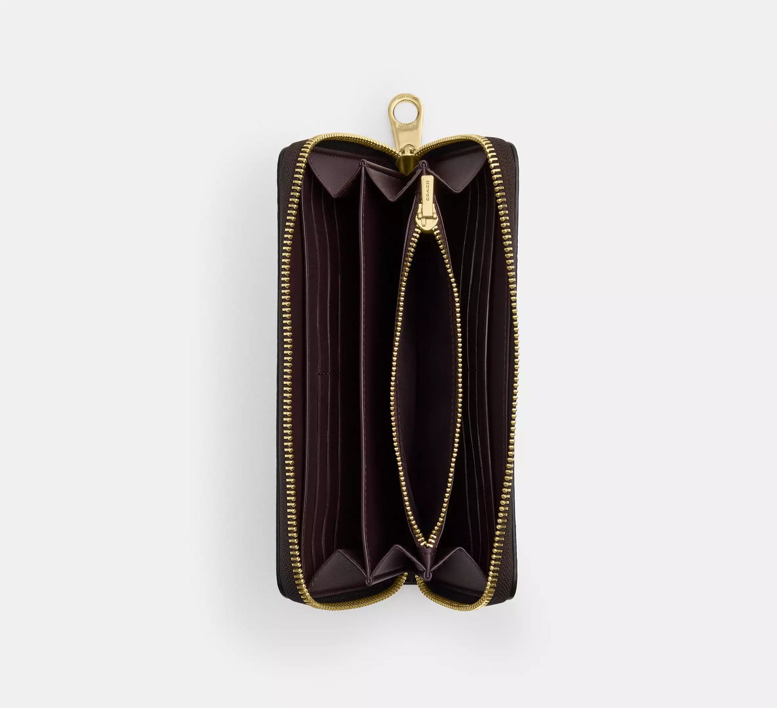 Long Zip Around Wallet In Signature Canvas signature canvas/Gold/Walnut/Black