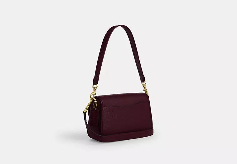 Hadley Shoulder Bag pebbled leather/Gold/Dark Wine
