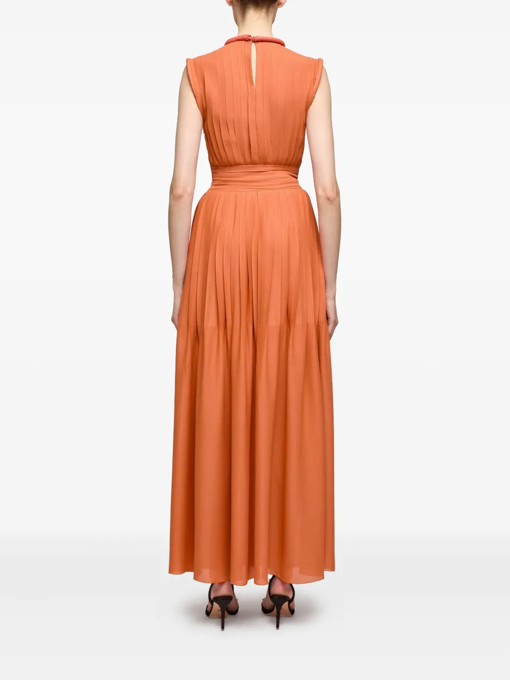 pleated sleeveless dress