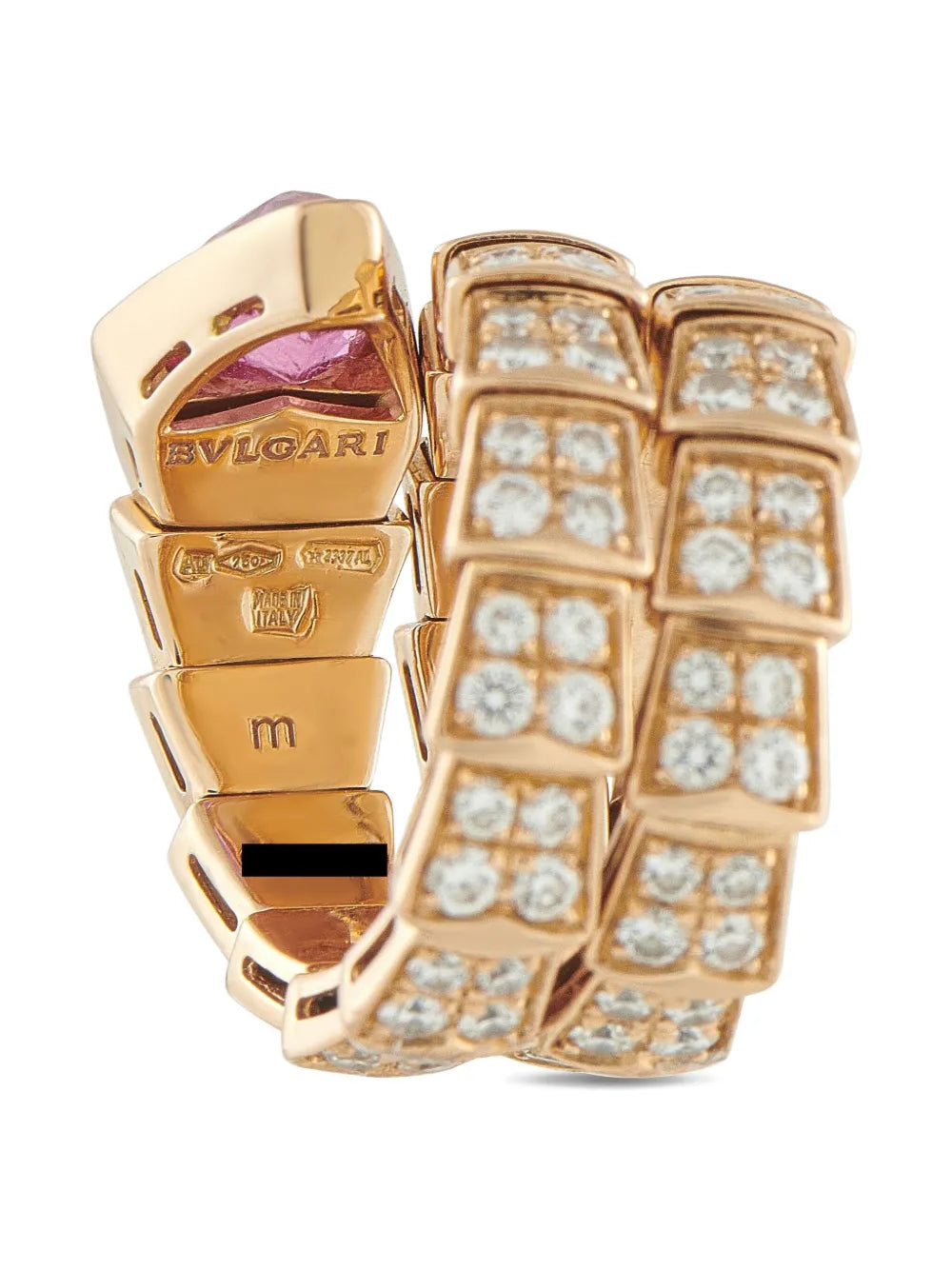 18K rose gold Serpenti diamond and tourmaline ring