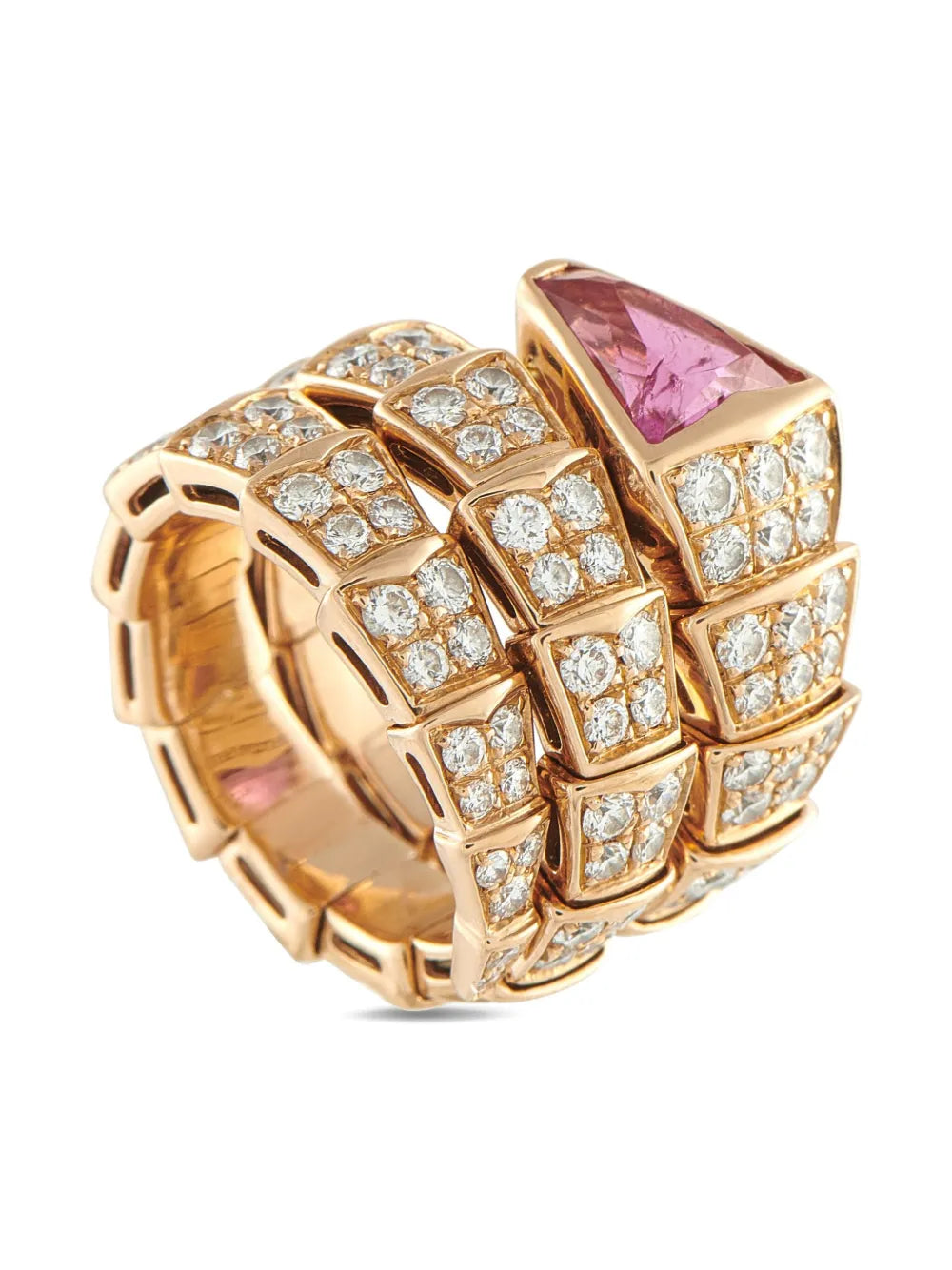 18K rose gold Serpenti diamond and tourmaline ring