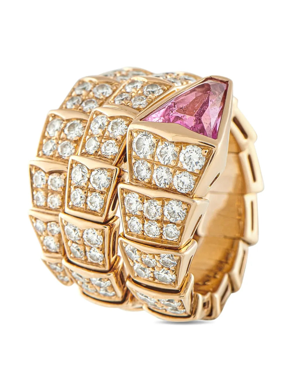 18K rose gold Serpenti diamond and tourmaline ring