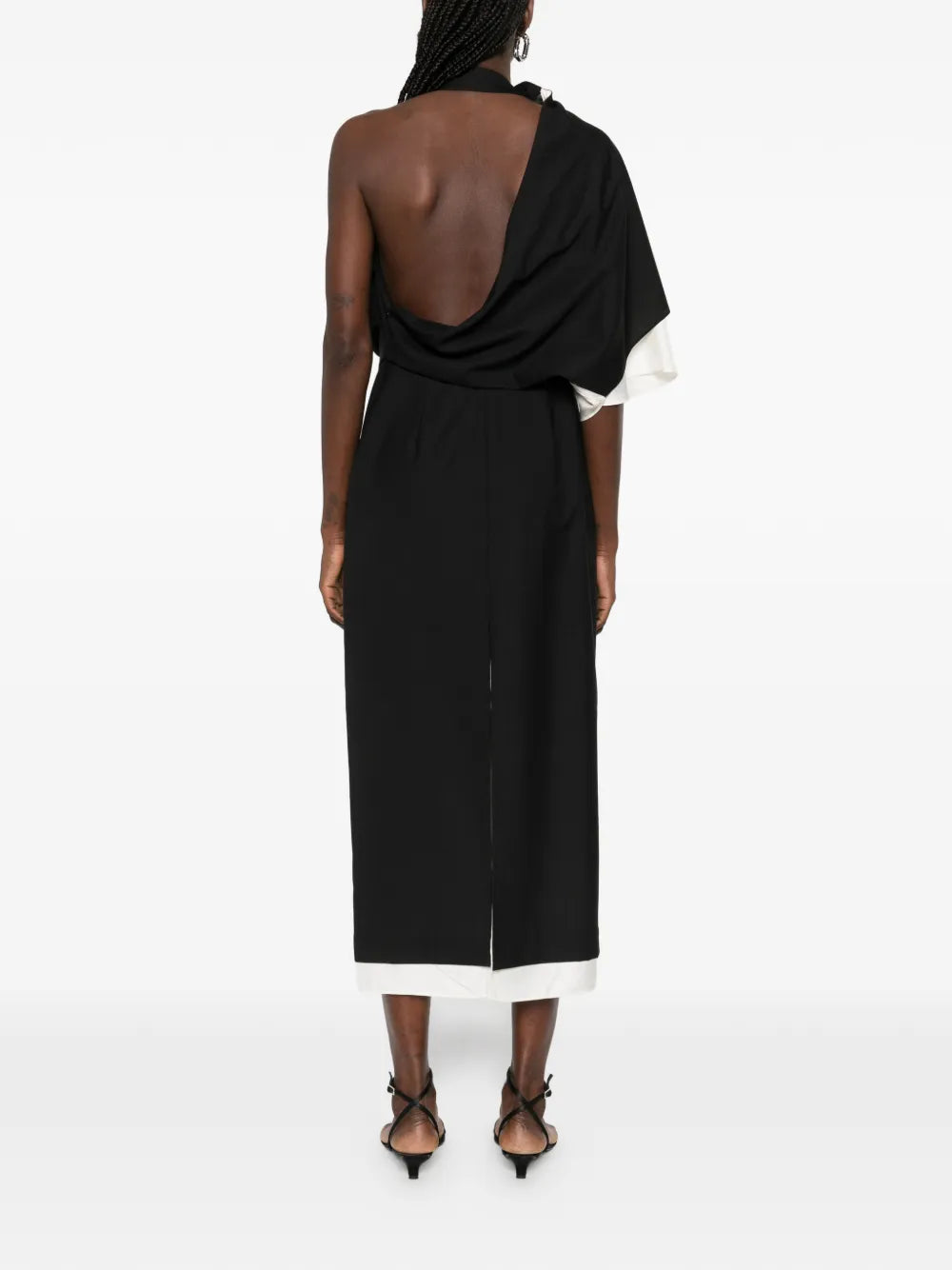 draped one-shoulder maxi dress