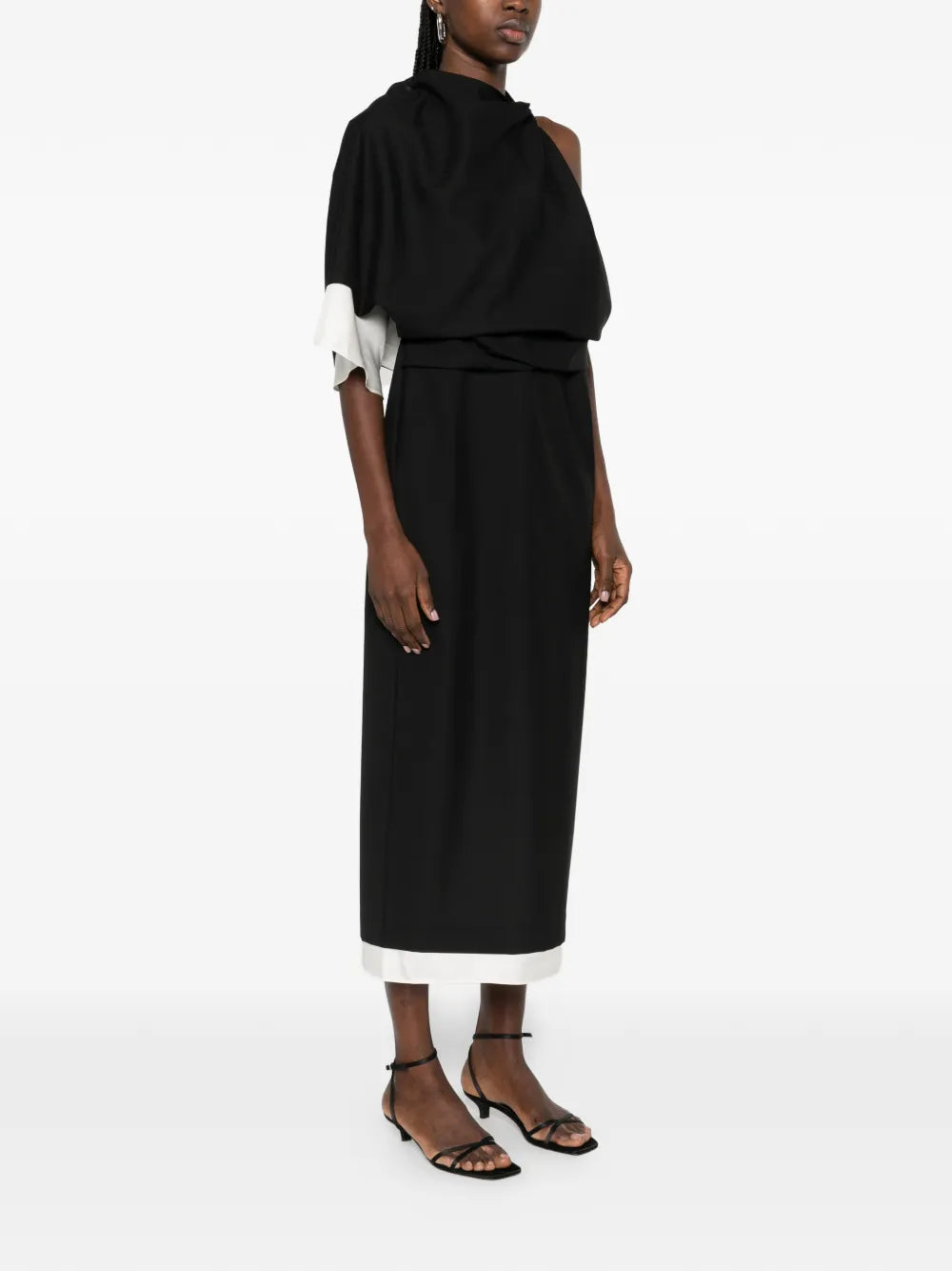 draped one-shoulder maxi dress