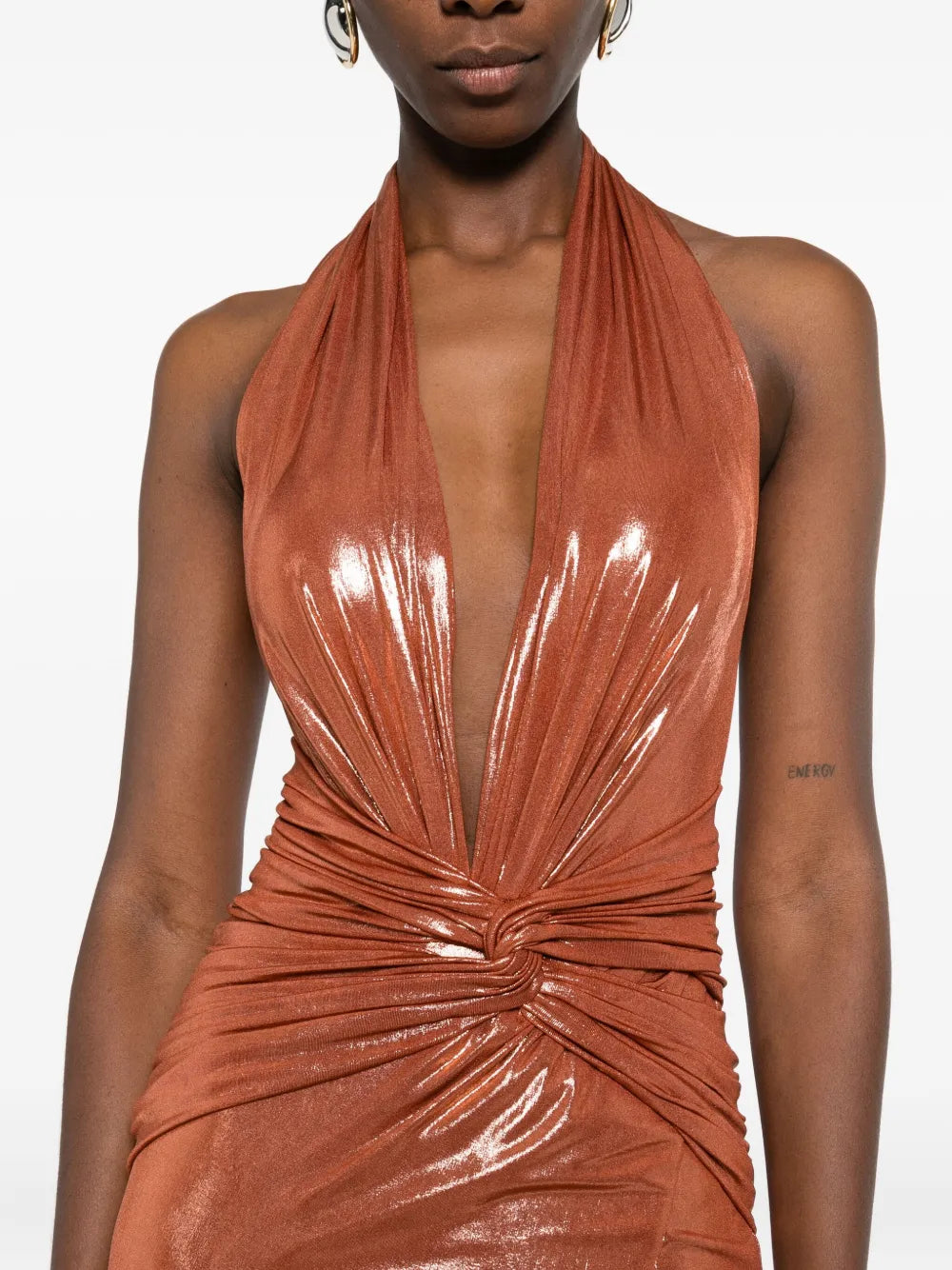 Cyra halter-neck knotted maxi dress