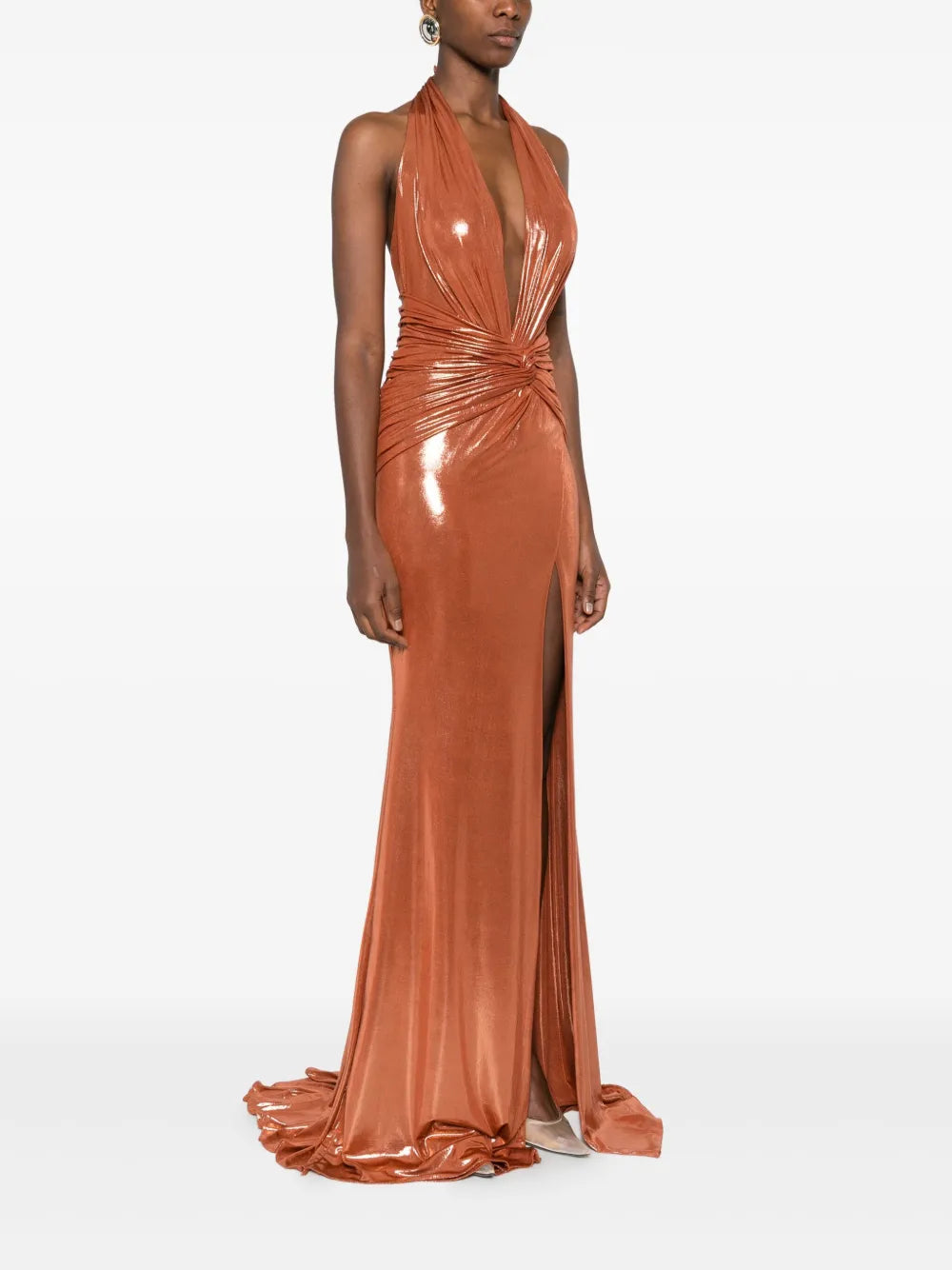 Cyra halter-neck knotted maxi dress