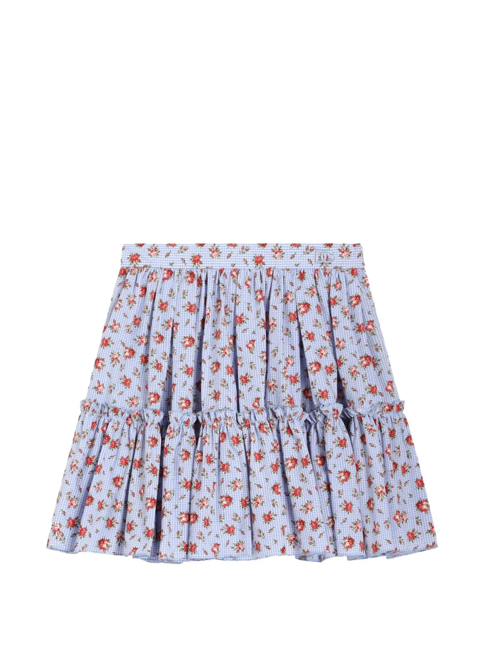 floral-pattern ruffled skirt