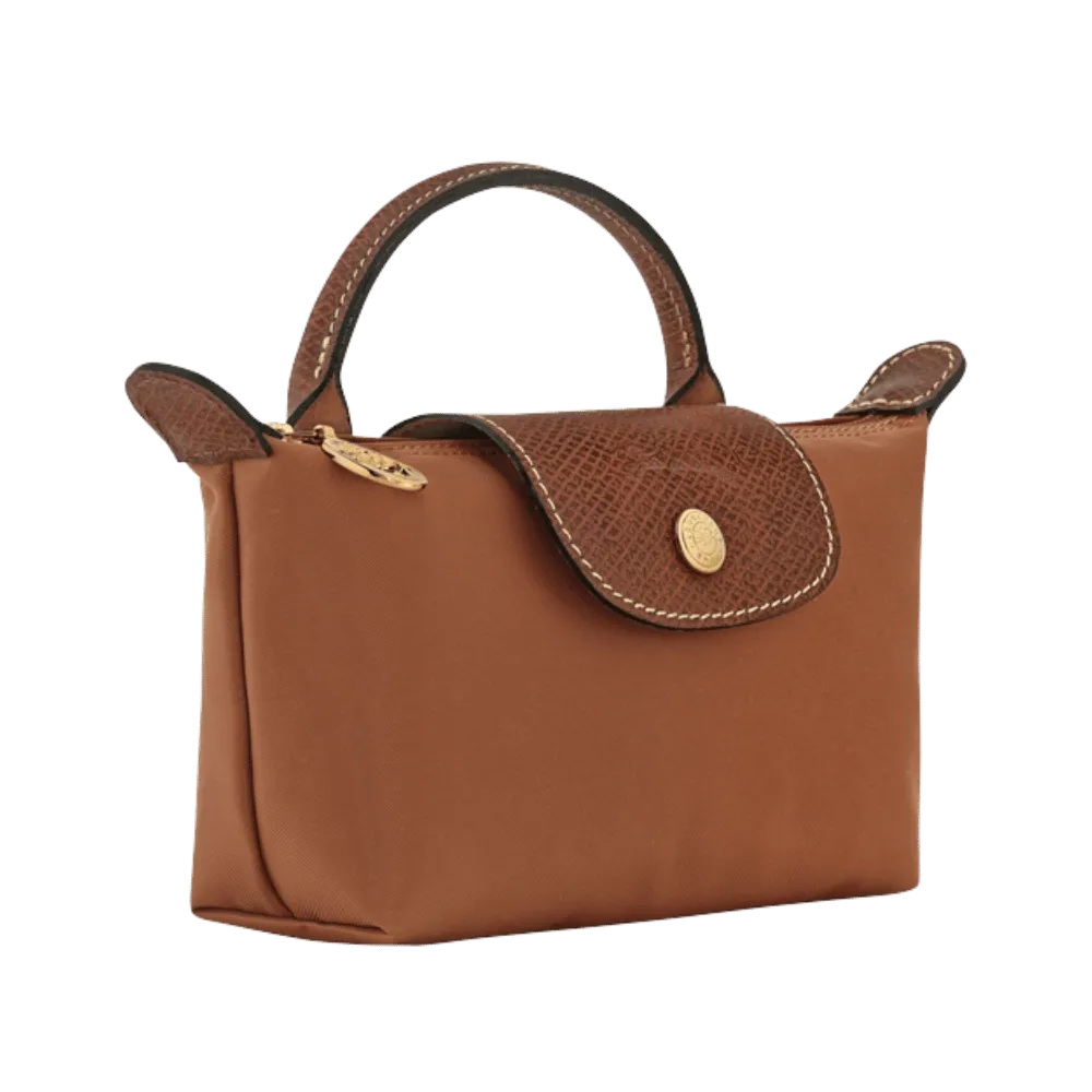 Longchamp Le Pliage Original Pouch with handle Cognac - Recycled canvas