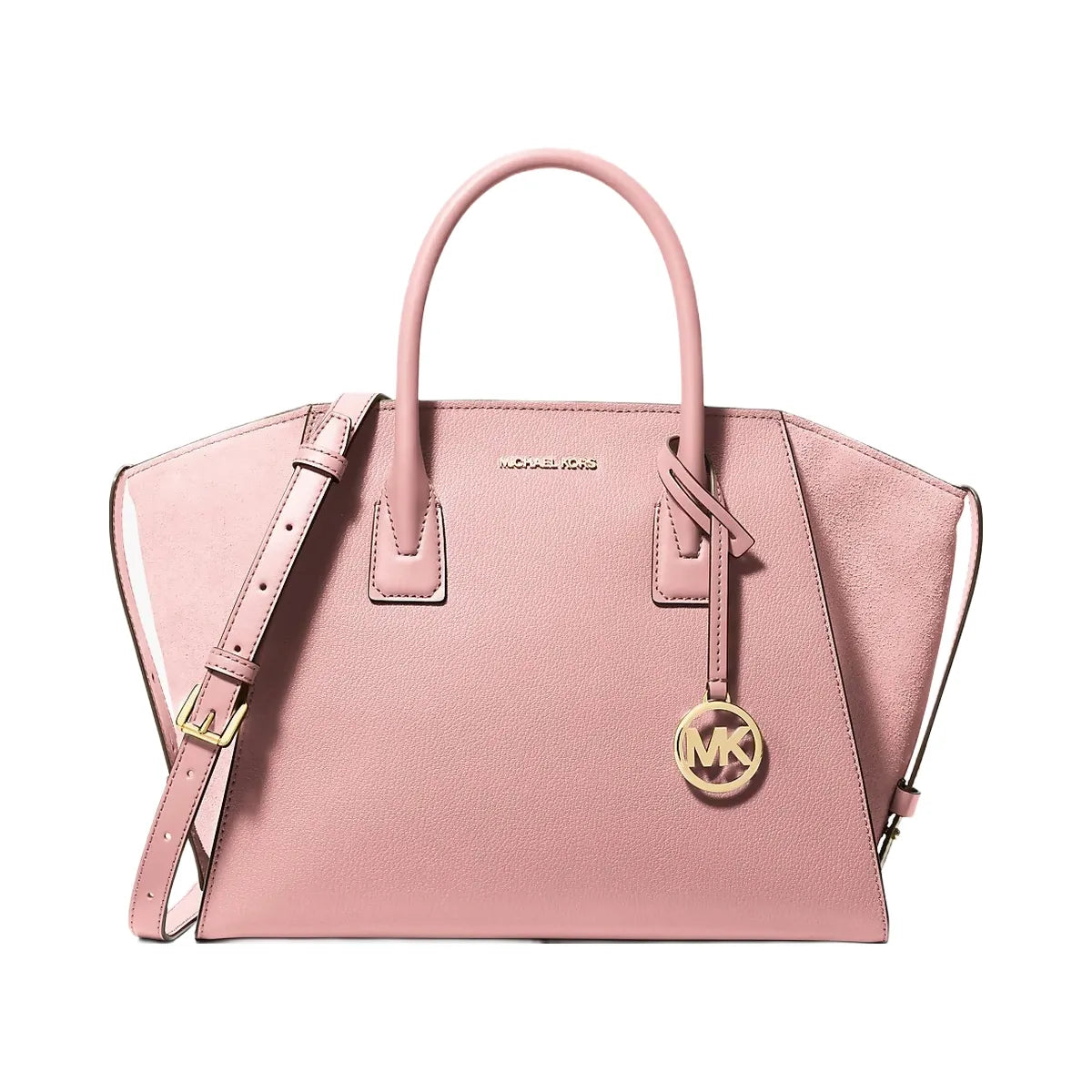 Michael Kors Avril Large Leather and Suede Satchel Powder Blush