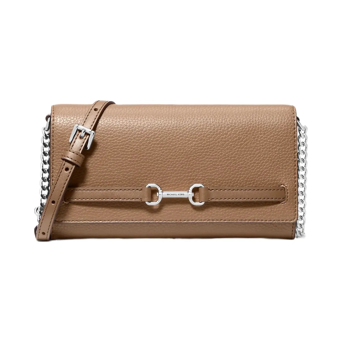 Michael Kors Carson Large Pebbled Leather Convertible Crossbody Bag Driftwood