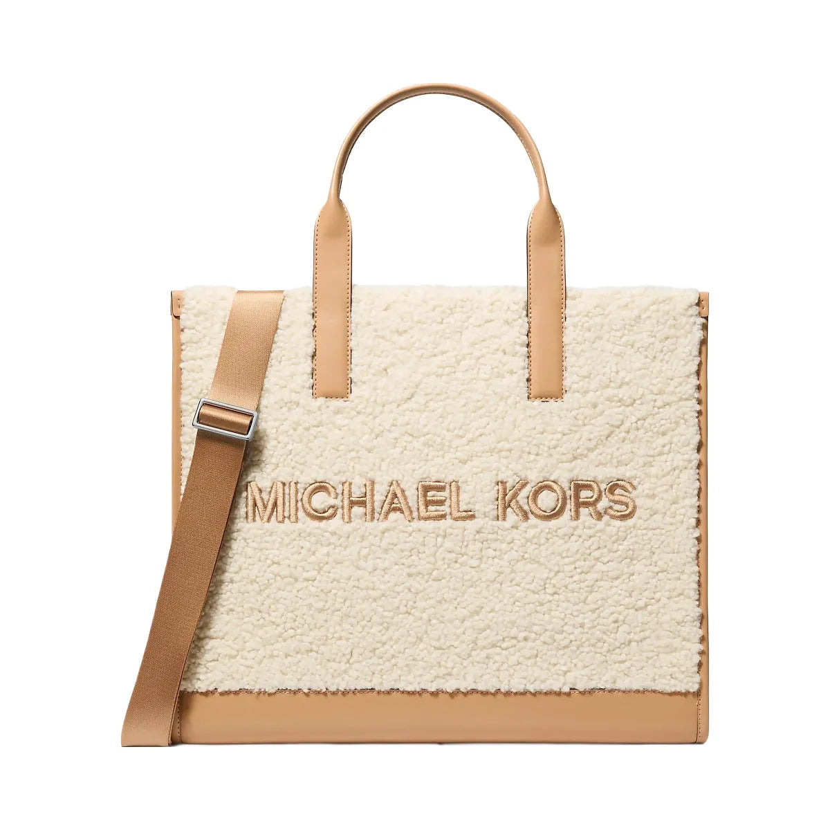 Michael Kors Cooper Medium Sherpa Convertible Tote Bag Peanut