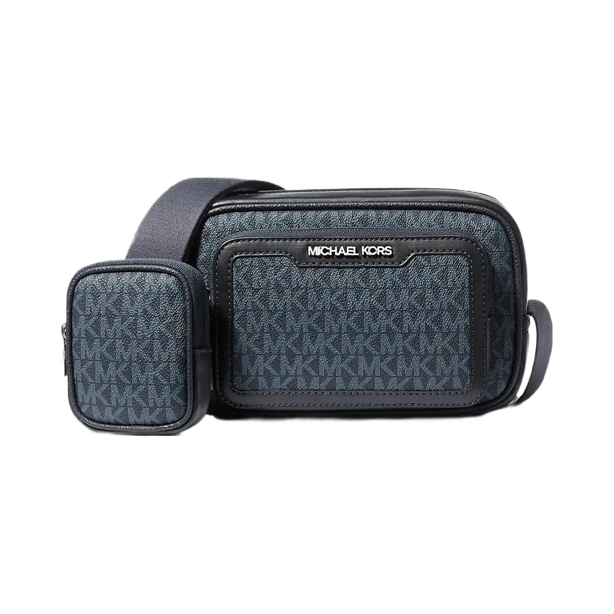Michael Kors Cooper Signature Logo Camera Crossbody Bag With Pouch Admrl-Plblue