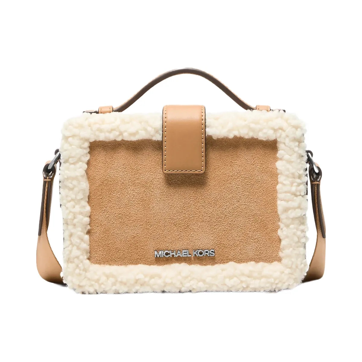 Michael Kors Cooper Suede and Sherpa Crossbody Bag Peanut