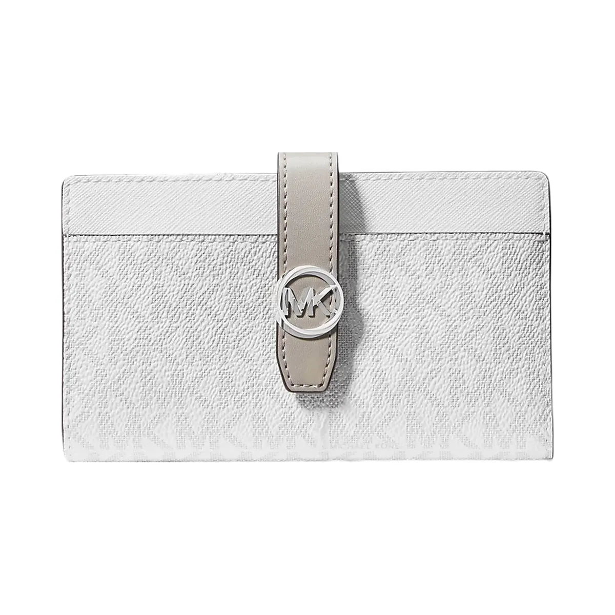 Michael Kors Greenwich Medium Signature Logo Wallet Optic White