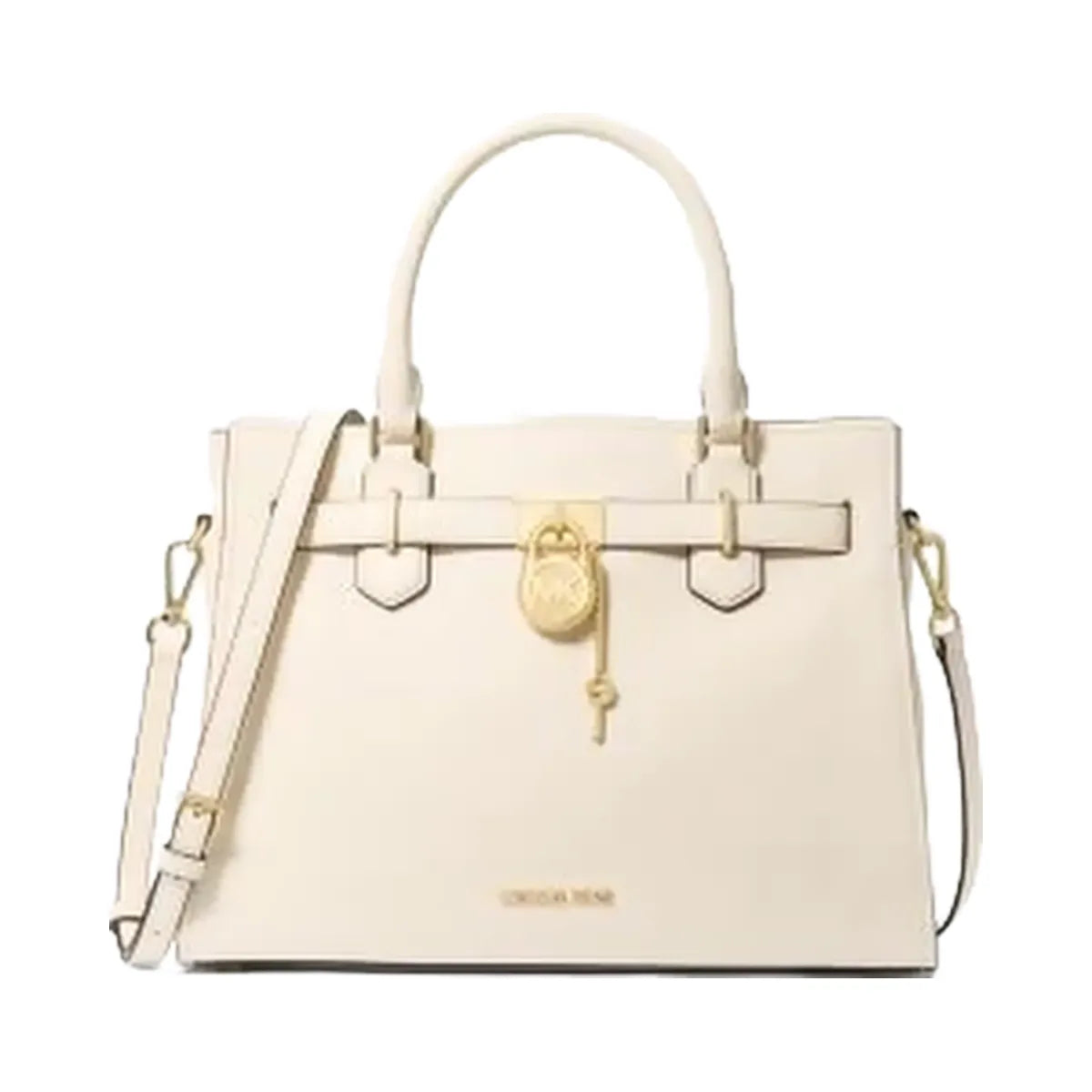 Michael Kors Hamilton Medium Leather Satchel Lt Cream