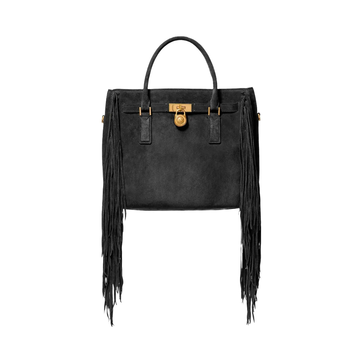 Michael Kors Hamilton Moderne Large Fringed Suede Satchel Black