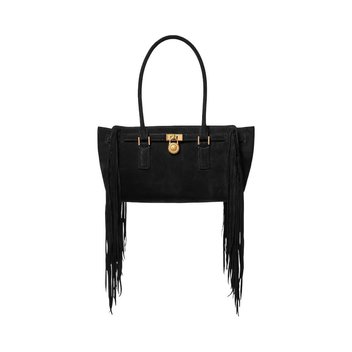 Michael Kors Hamilton Moderne Small Fringed Suede Satchel Black
