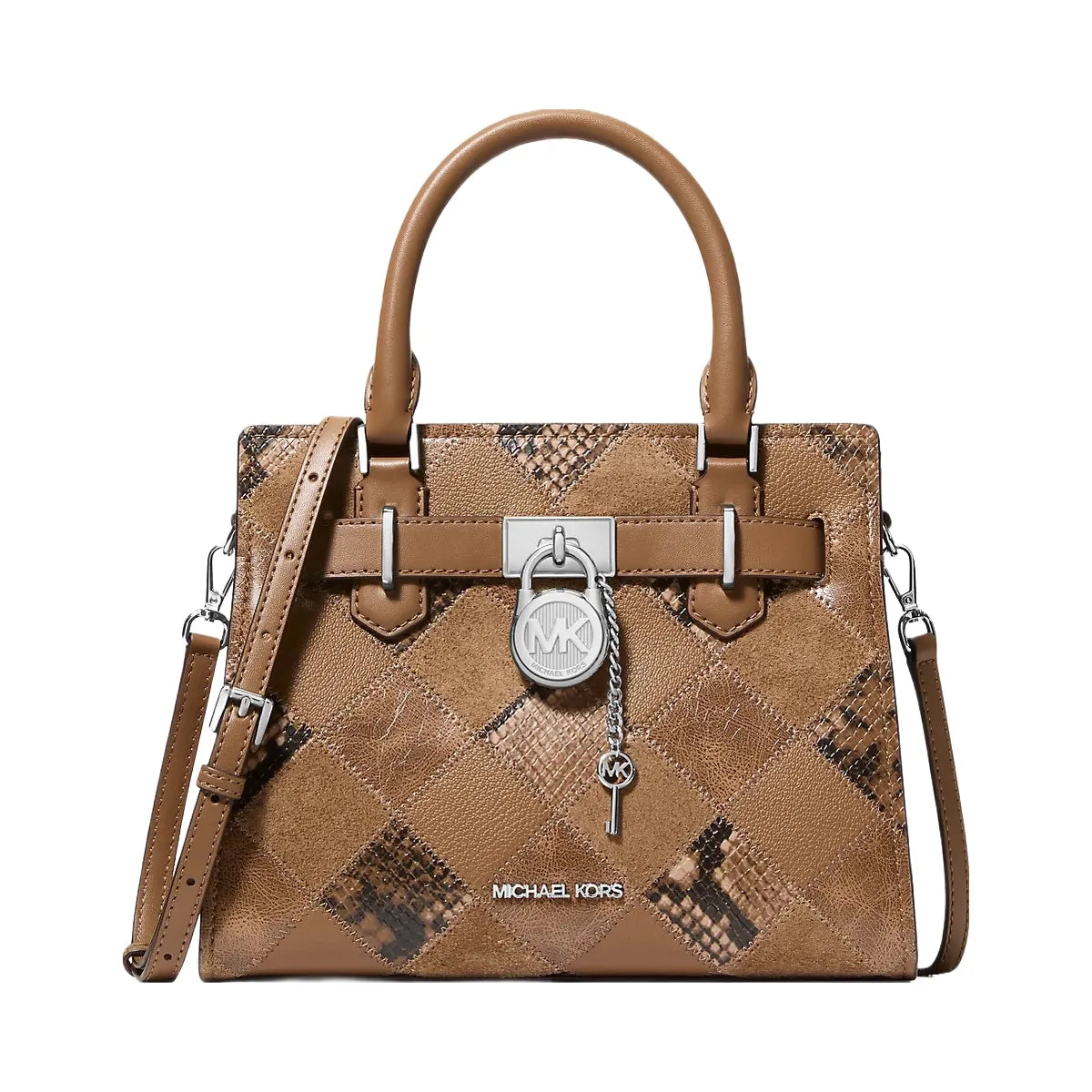 Michael Kors Hamilton Small Patchwork Satchel Driftwood